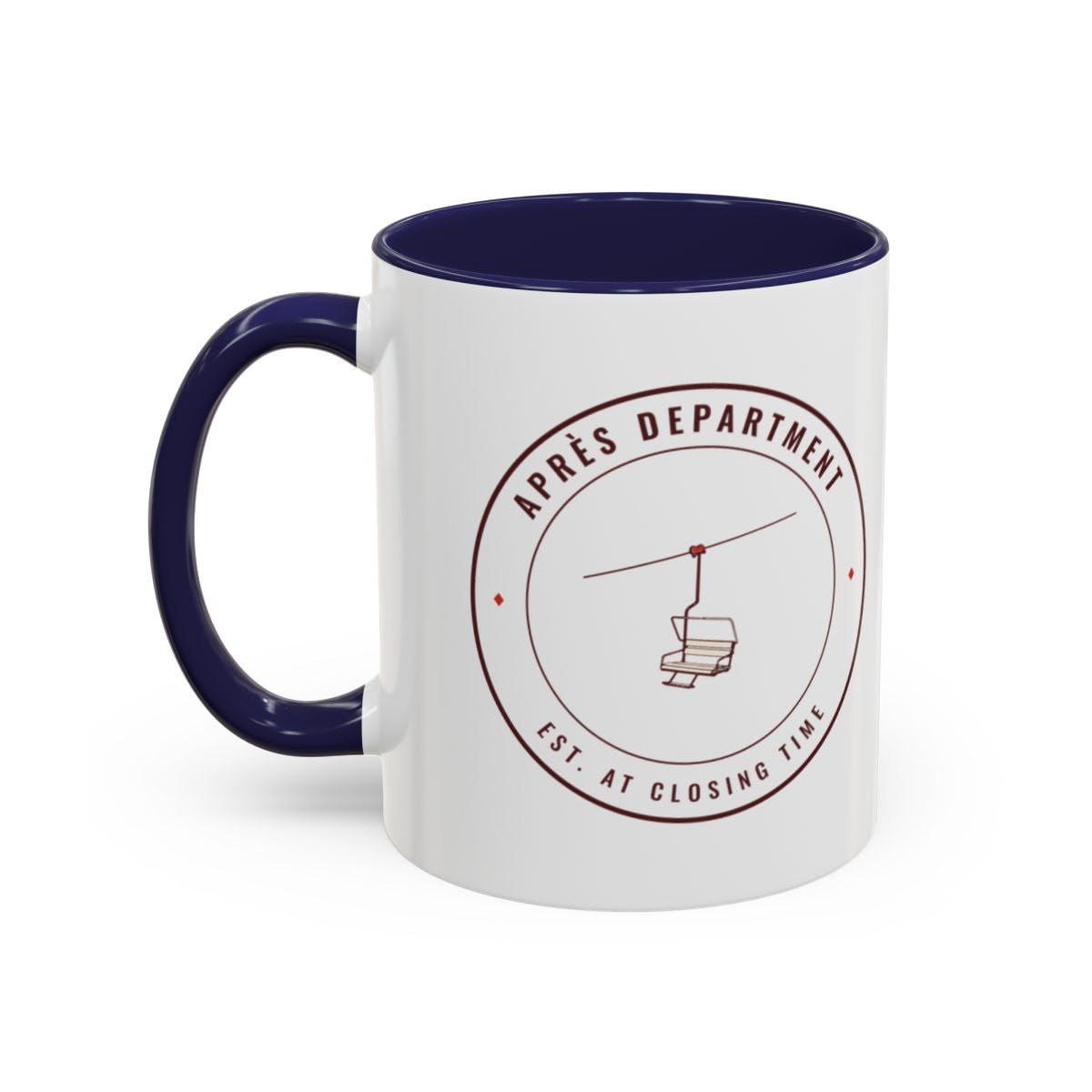 Après Department Crest Mug in Navy, left side