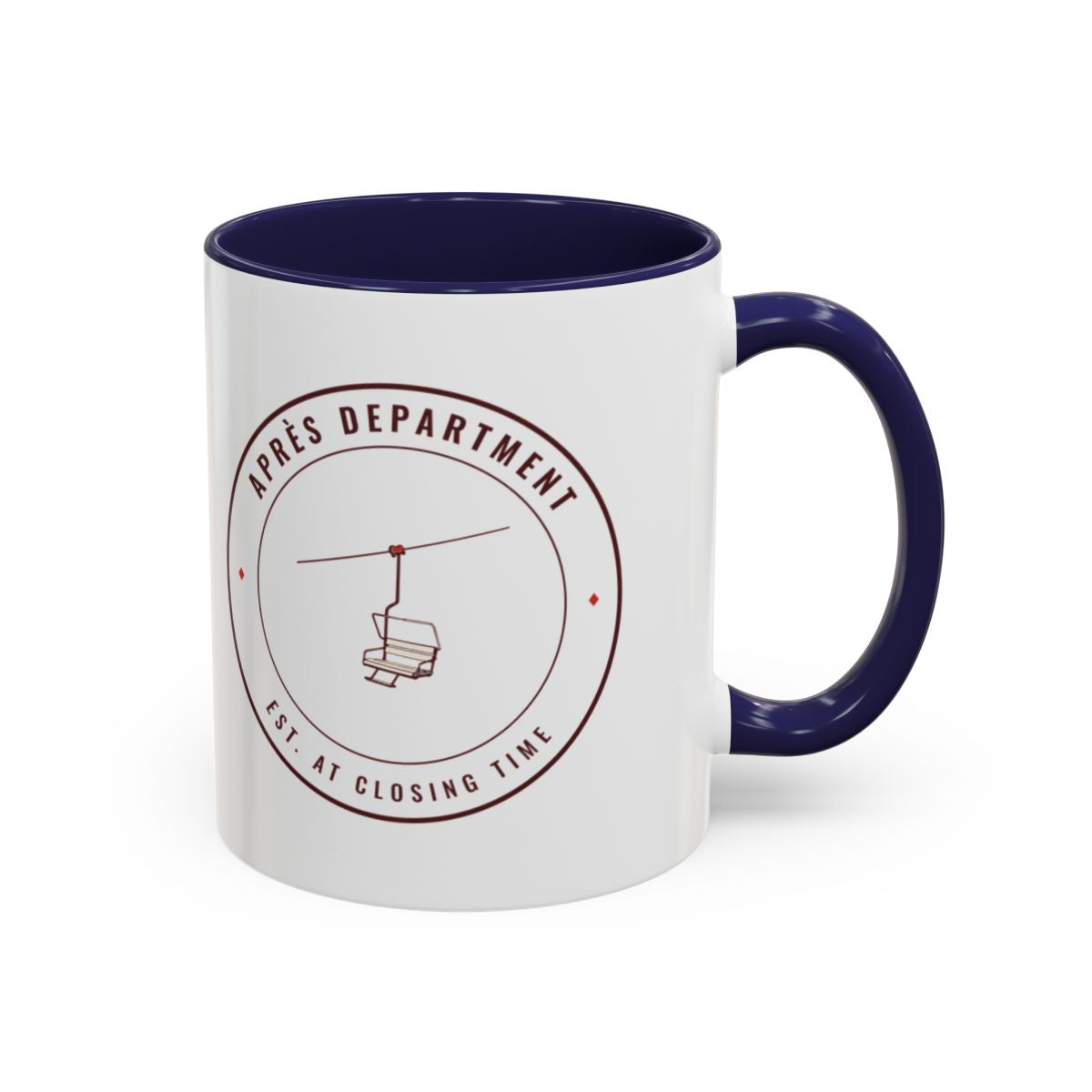 Après Department Crest Mug in Navy, right side
