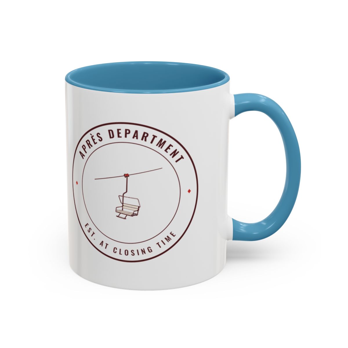 Après Department Crest Mug in Light Blue, right side