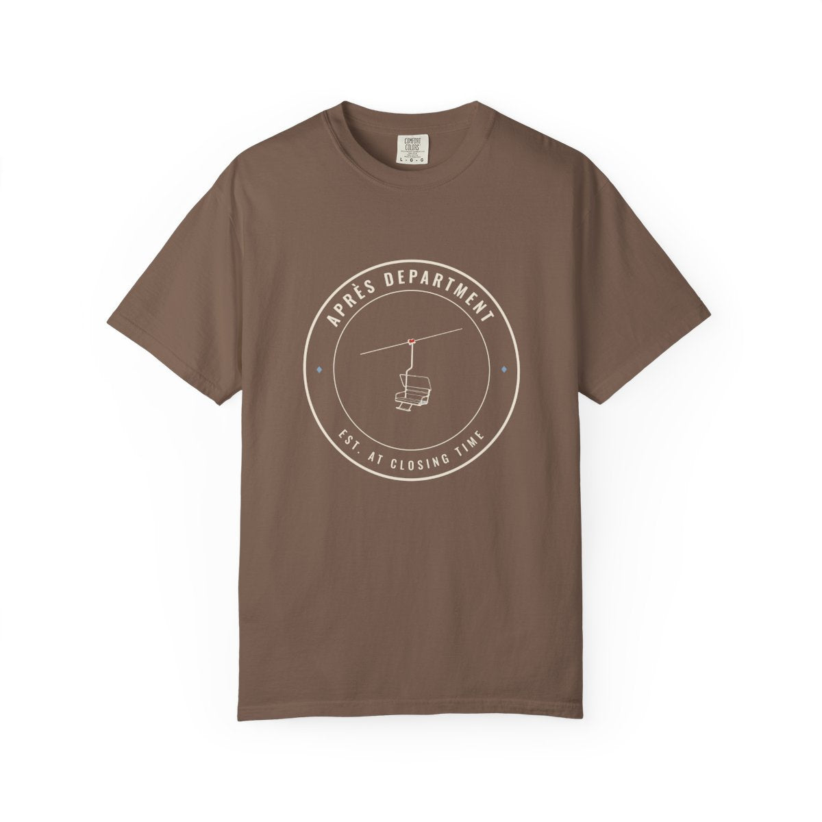 Après Department Crest Tee in Espresso, front view