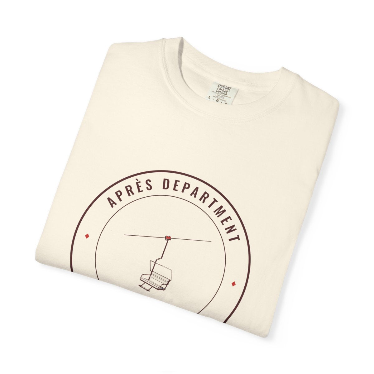 Après Department Crest Tee in Ivory, folded