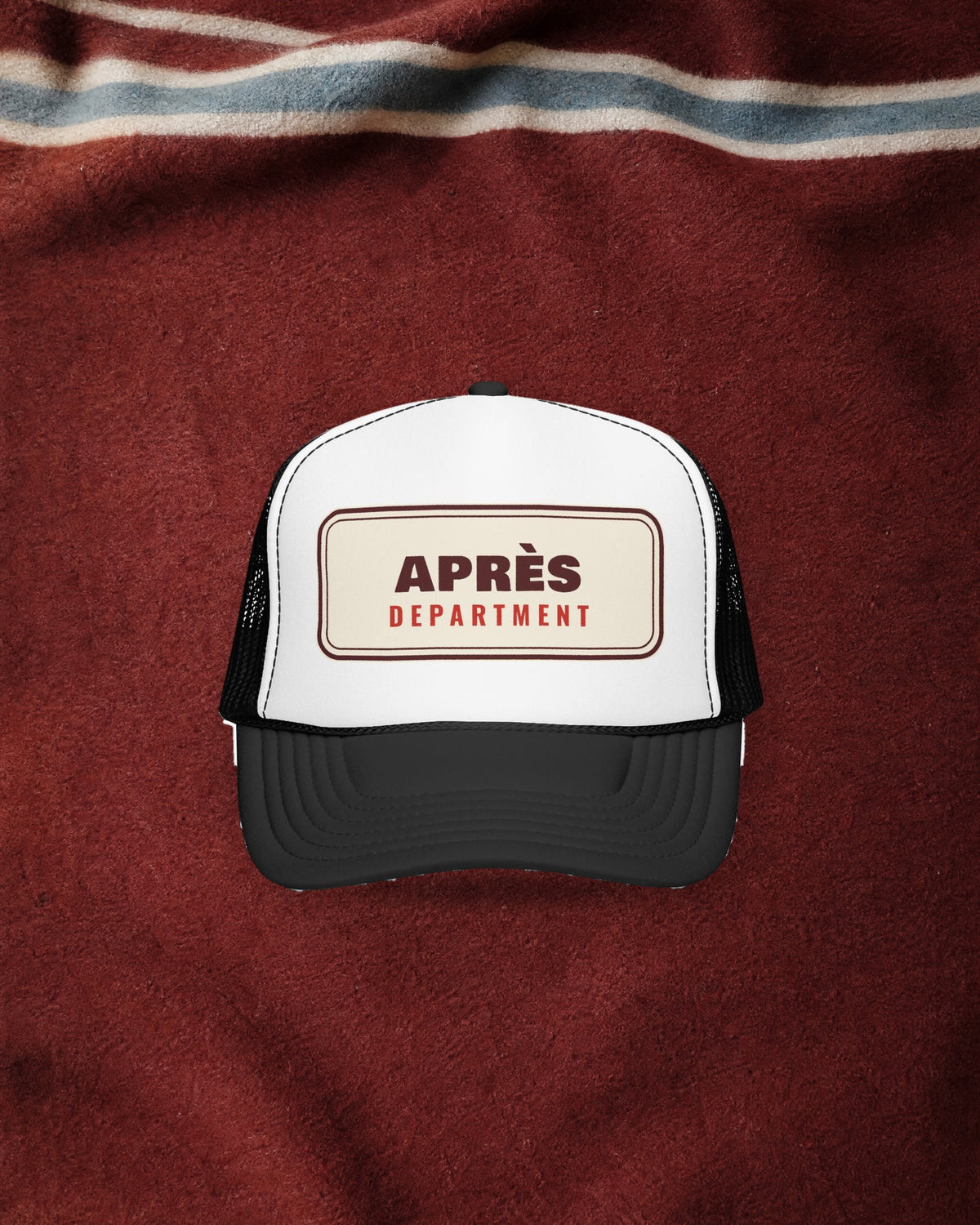 Après Department Trucker Hat in Black/White, styled