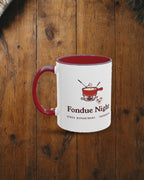 Fondue Night Mug in Maroon, styled