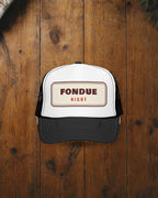 Fondue Night Trucker Hat in Black/White, styled