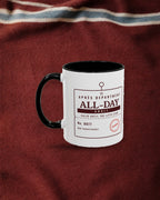 Lift Ticket Mug in Black, styled