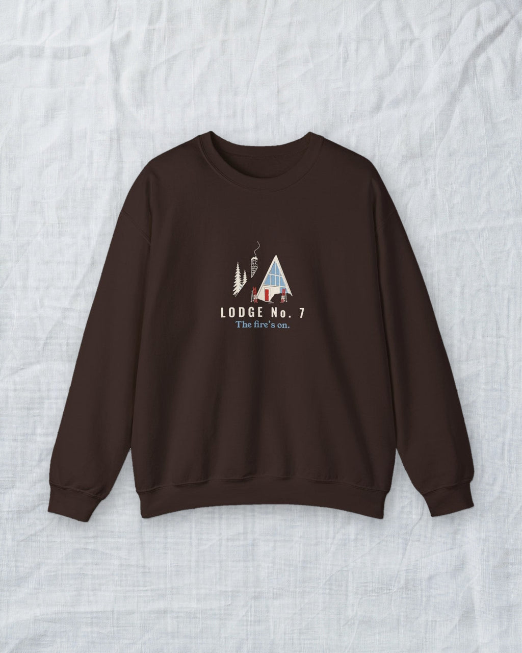 Lodge No. 7 Crewneck in Dark Chocolate, styled