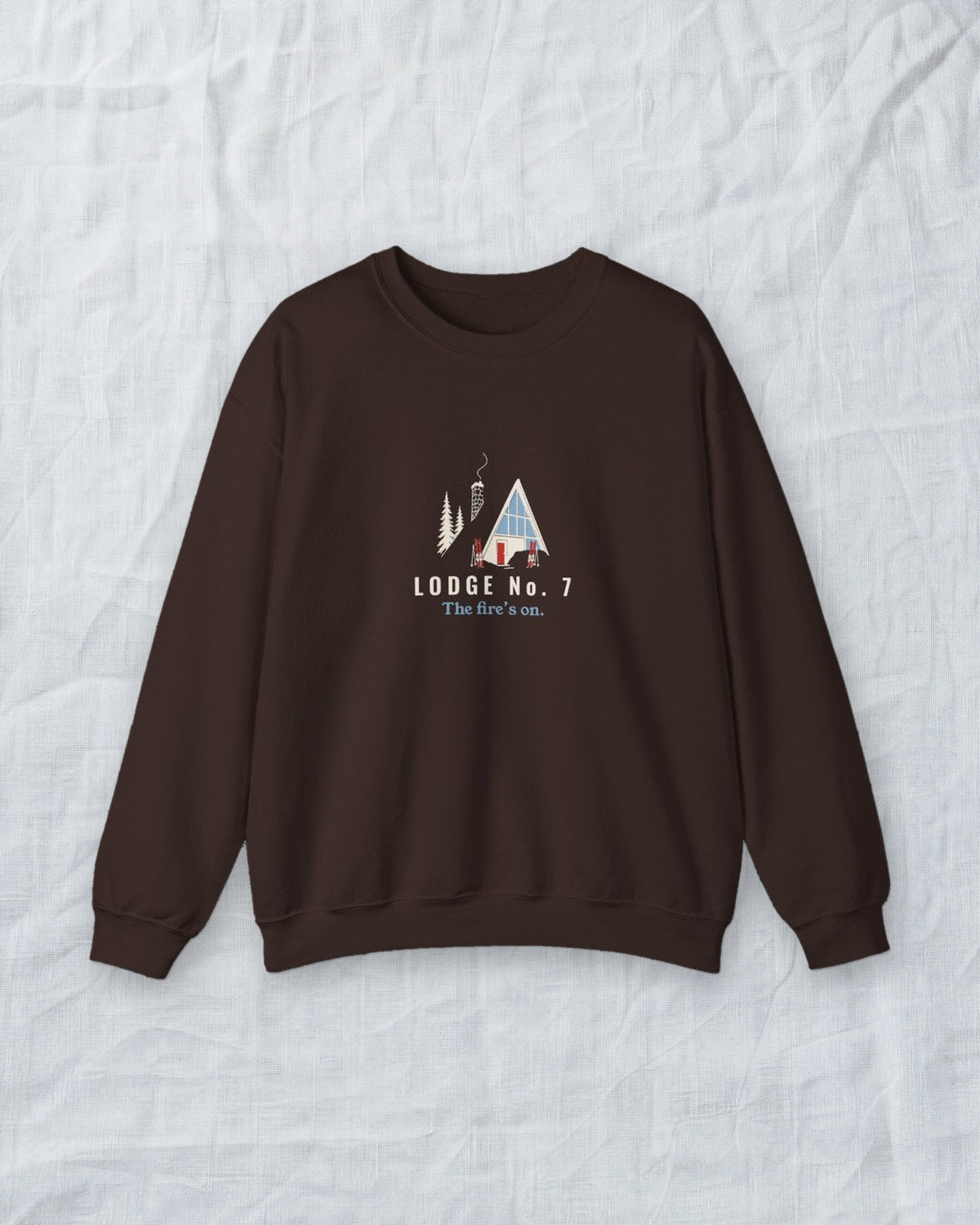 Lodge No. 7 Crewneck in Dark Chocolate, styled