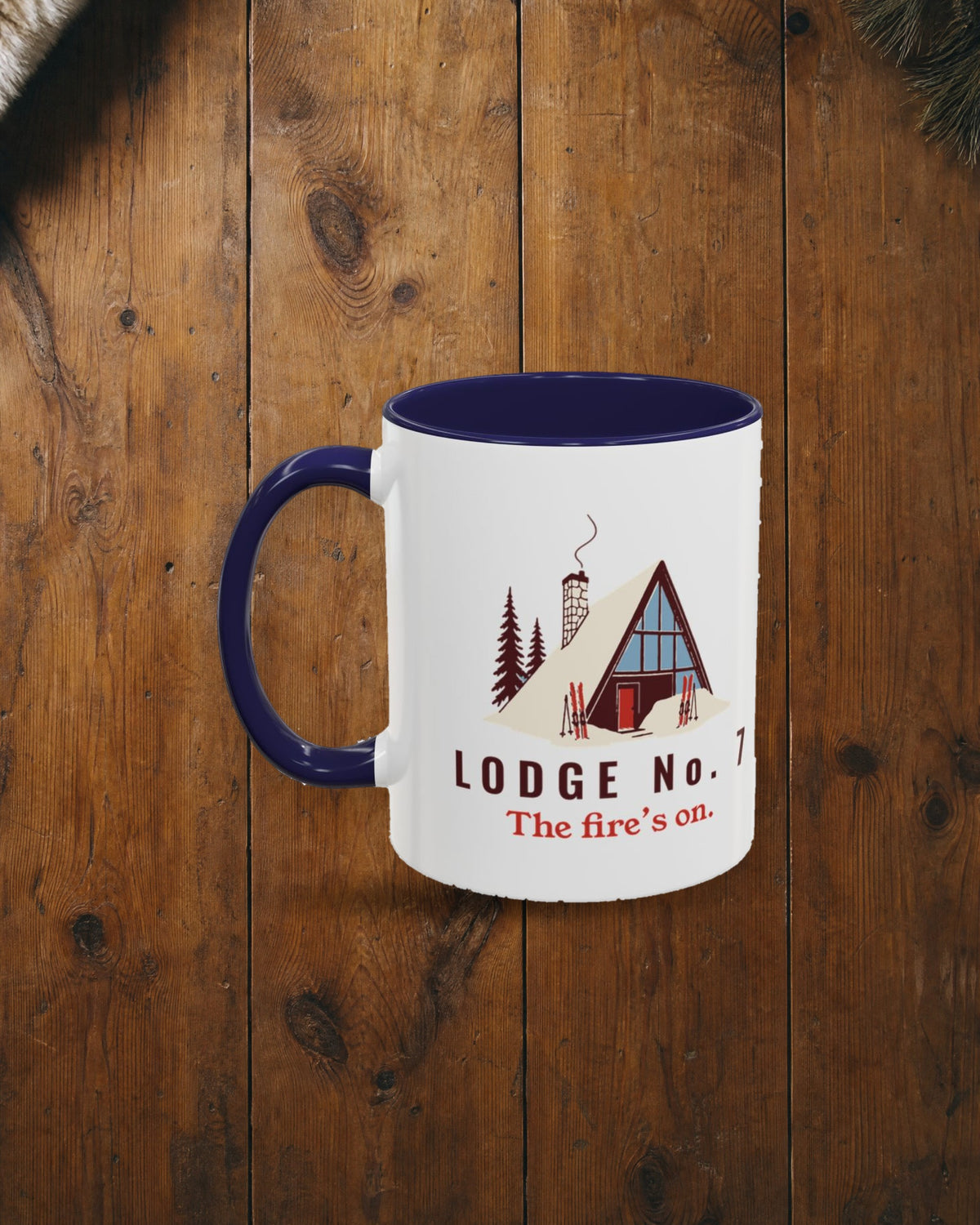 Lodge No. 7 Mug in Navy, styled
