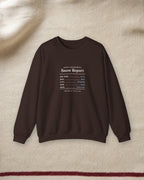 Snow Report Crewneck in Dark Chocolate, styled