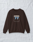 Racing Bib 77 Crewneck in Dark Chocolate, styled