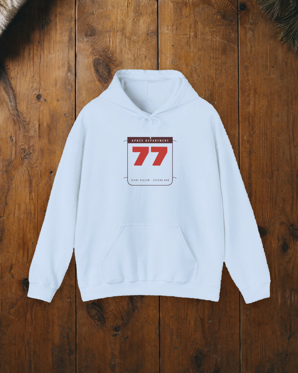 Racing Bib 77 Hoodie in Light Blue, styled