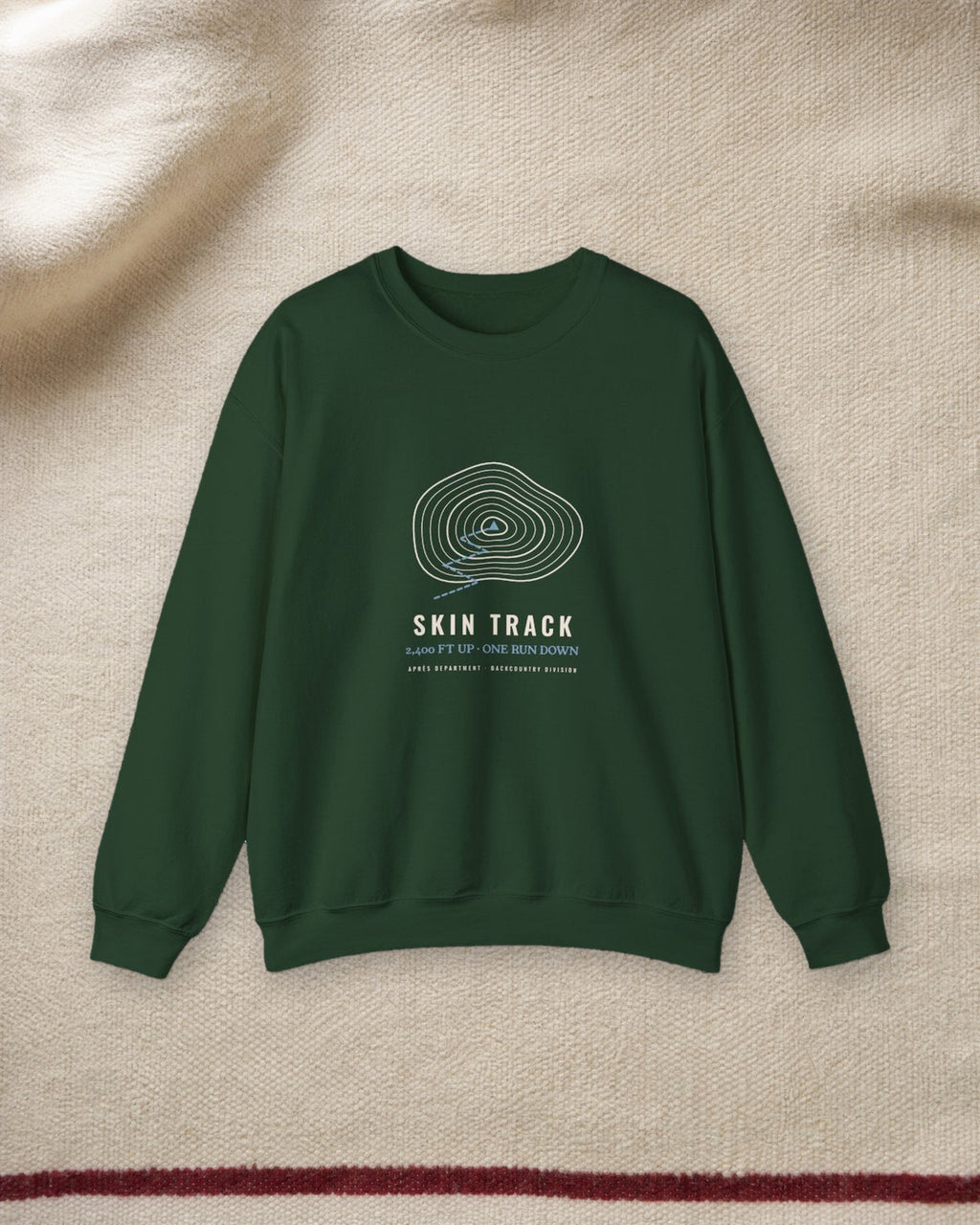 Skin Track Crewneck in Forest Green, styled
