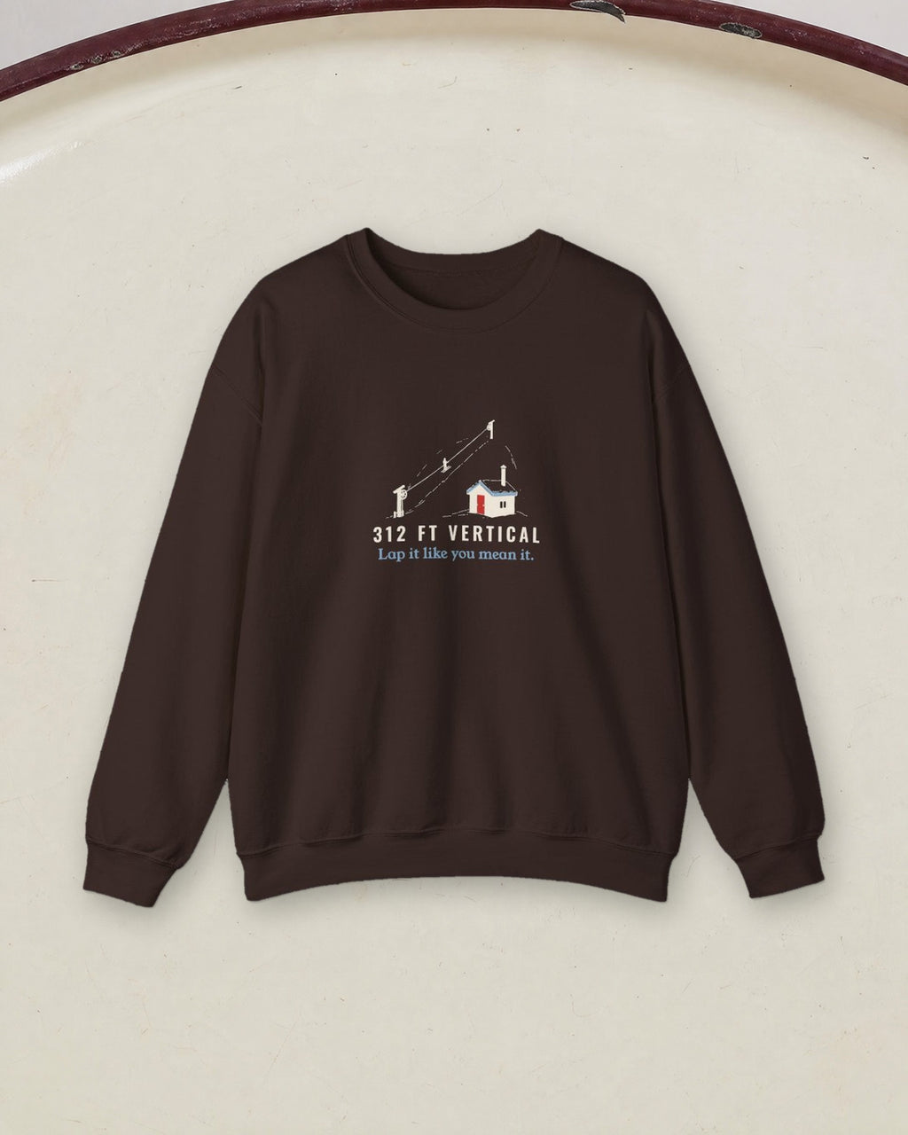 312 Ft Vertical Crewneck in Dark Chocolate, styled