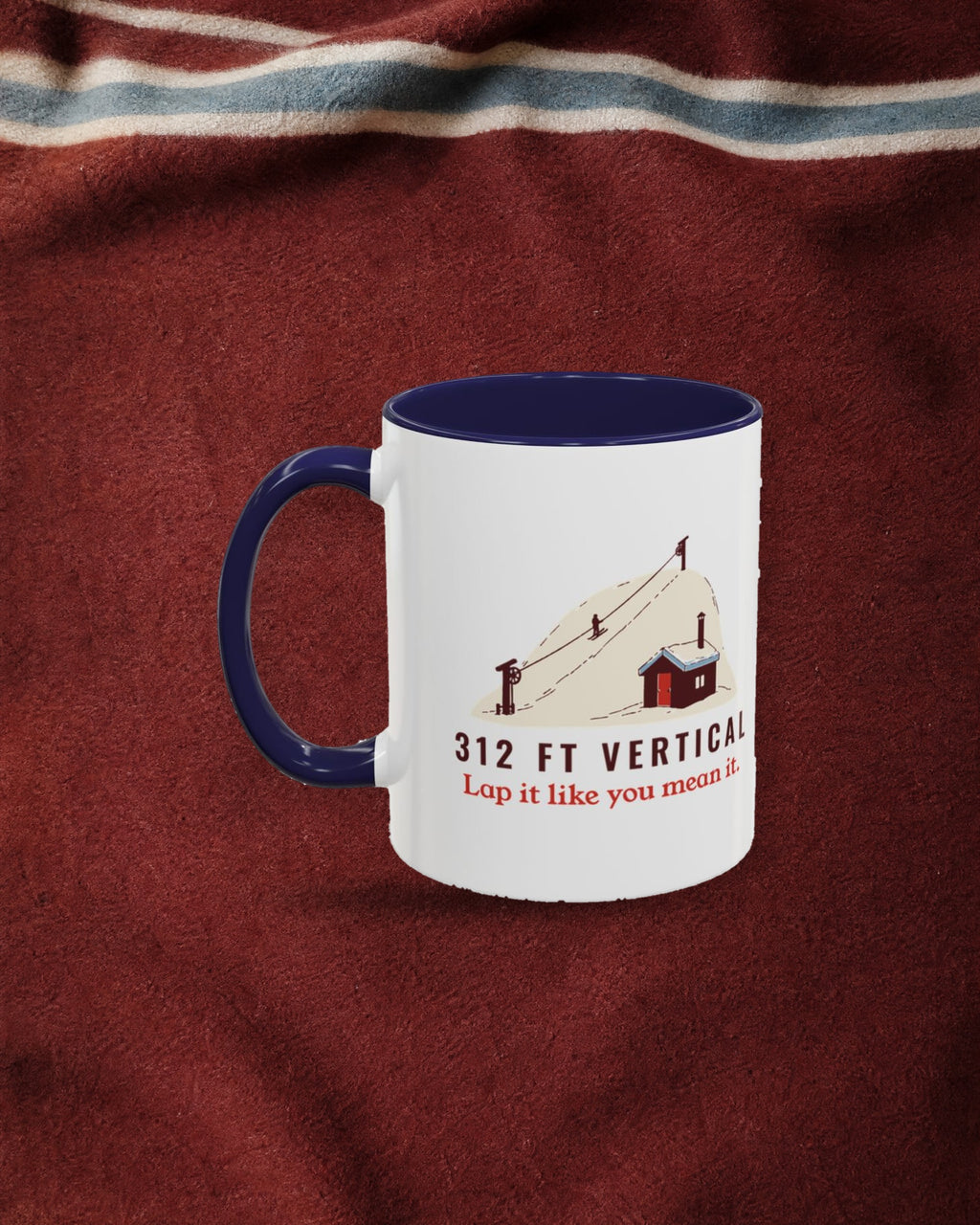 312 Ft Vertical Mug in Navy, styled
