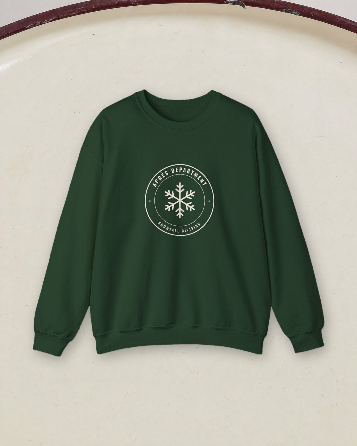 Snowfall Division Seal Crewneck in Forest Green, styled