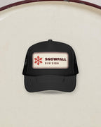 Snowfall Division Trucker Hat in Black, styled