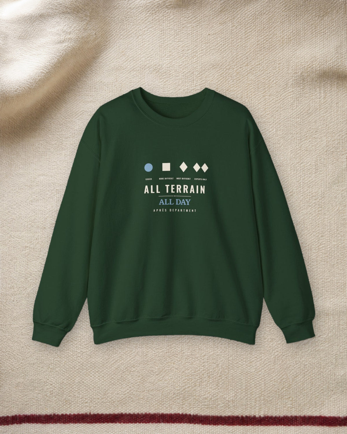All Terrain Crewneck in Forest Green, styled