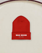 Wax Room Beanie in Red, styled