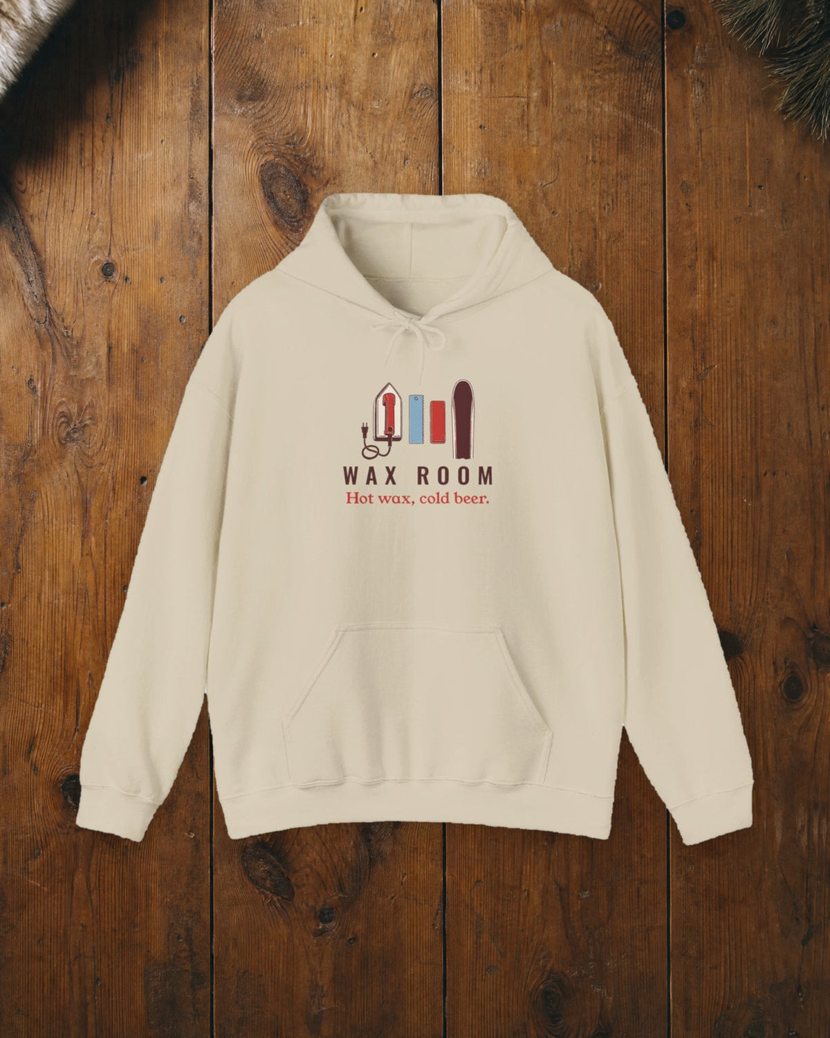Wax Room Hoodie in Sand, styled