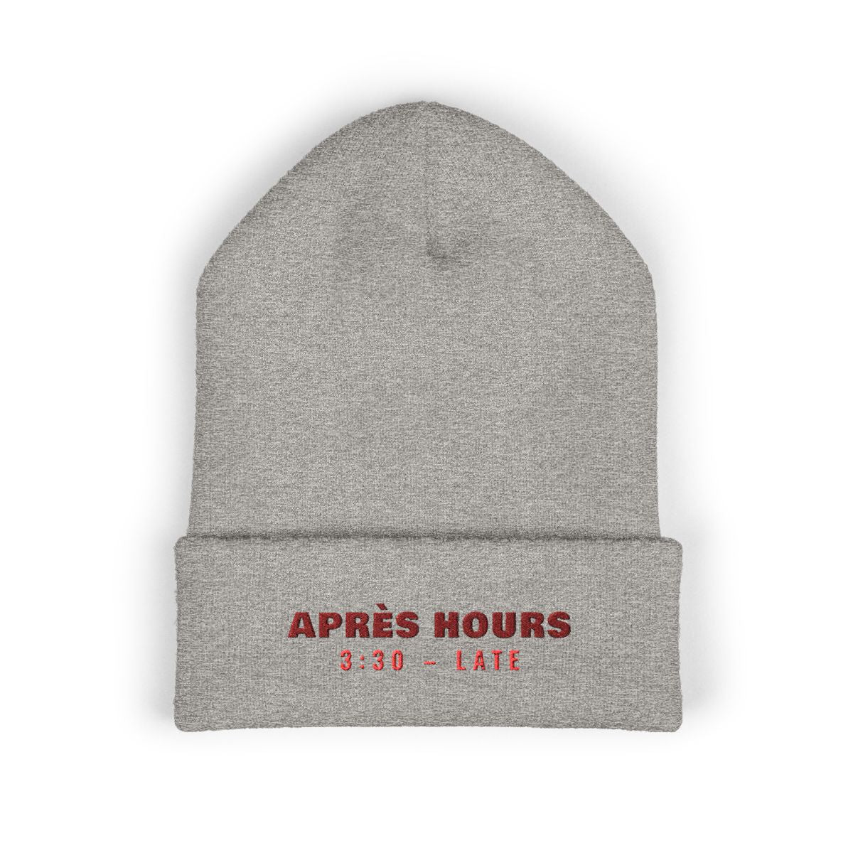 Après Hours Beanie in Heather Grey, front view