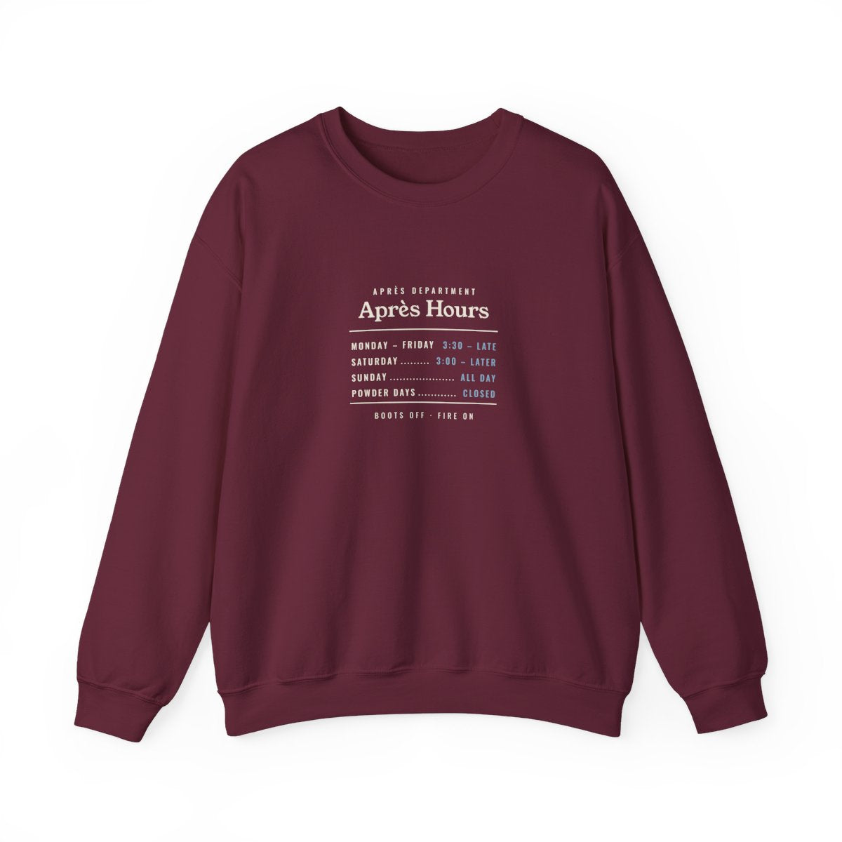 Après Hours Crewneck in Maroon, front view