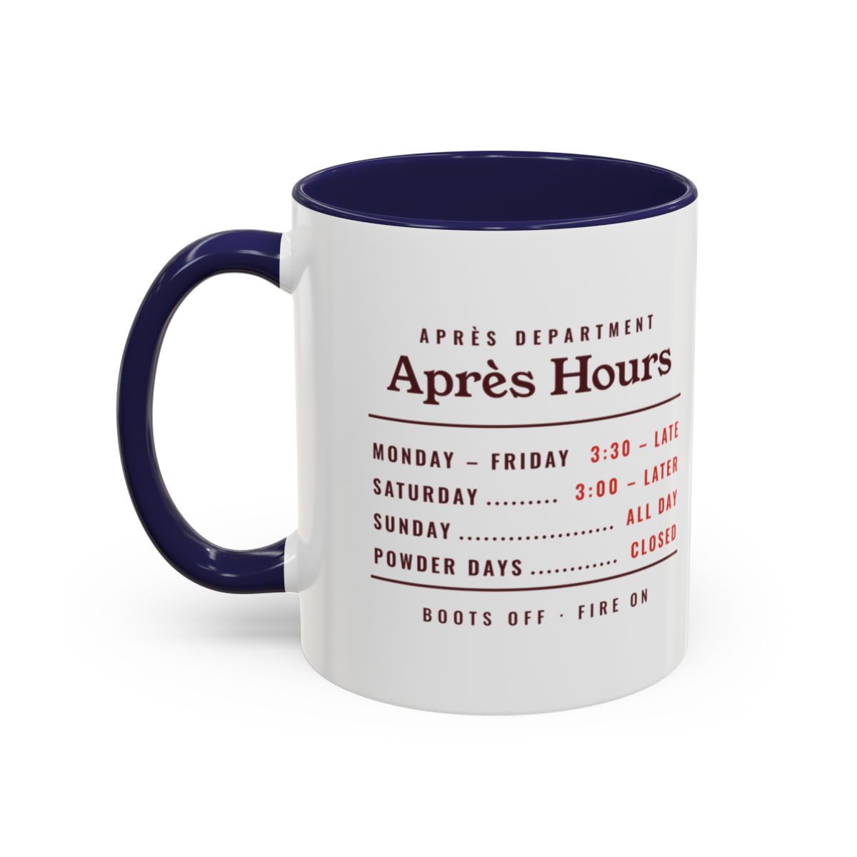 Après Hours Mug in Navy, left side