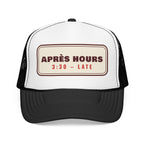 Après Hours Trucker Hat in Black/White, front view