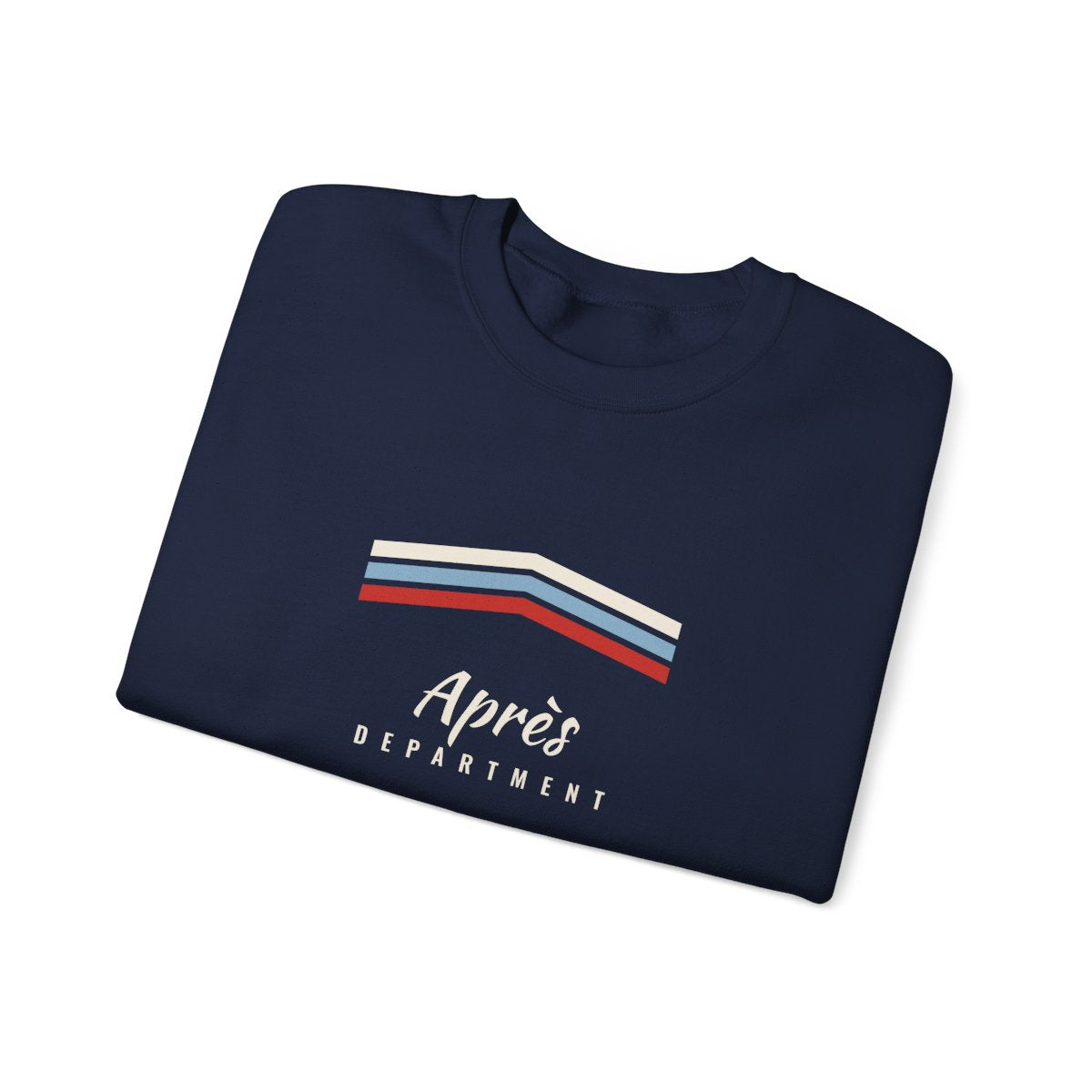 Après Stripe Crewneck in Navy, folded