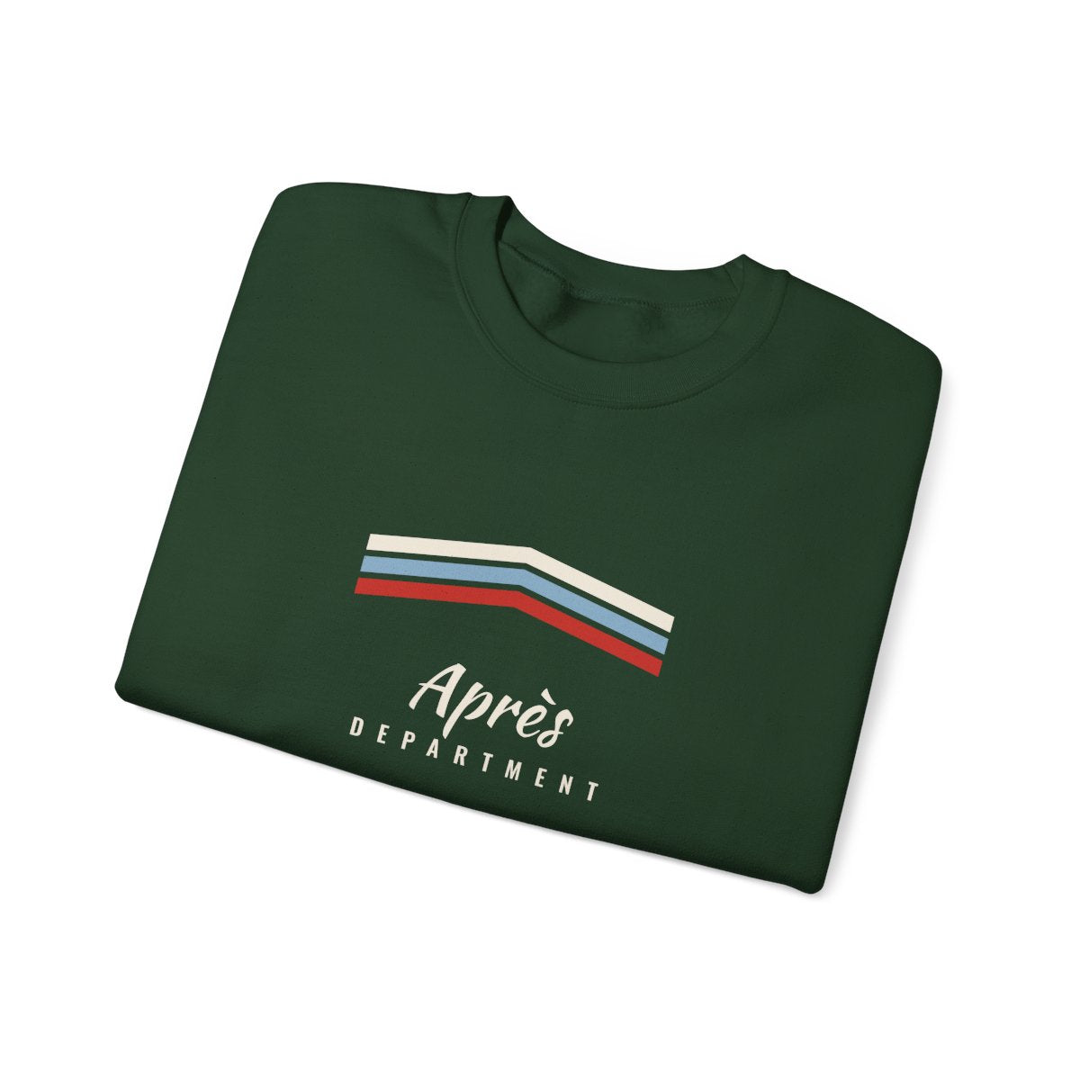 Après Stripe Crewneck in Forest Green, folded