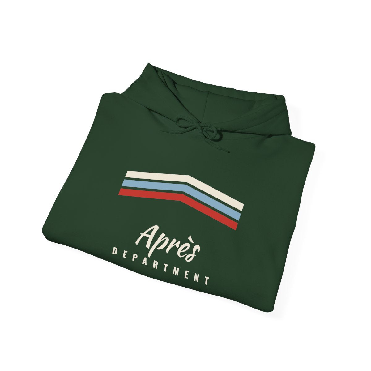 Après Stripe Hoodie in Forest Green, folded
