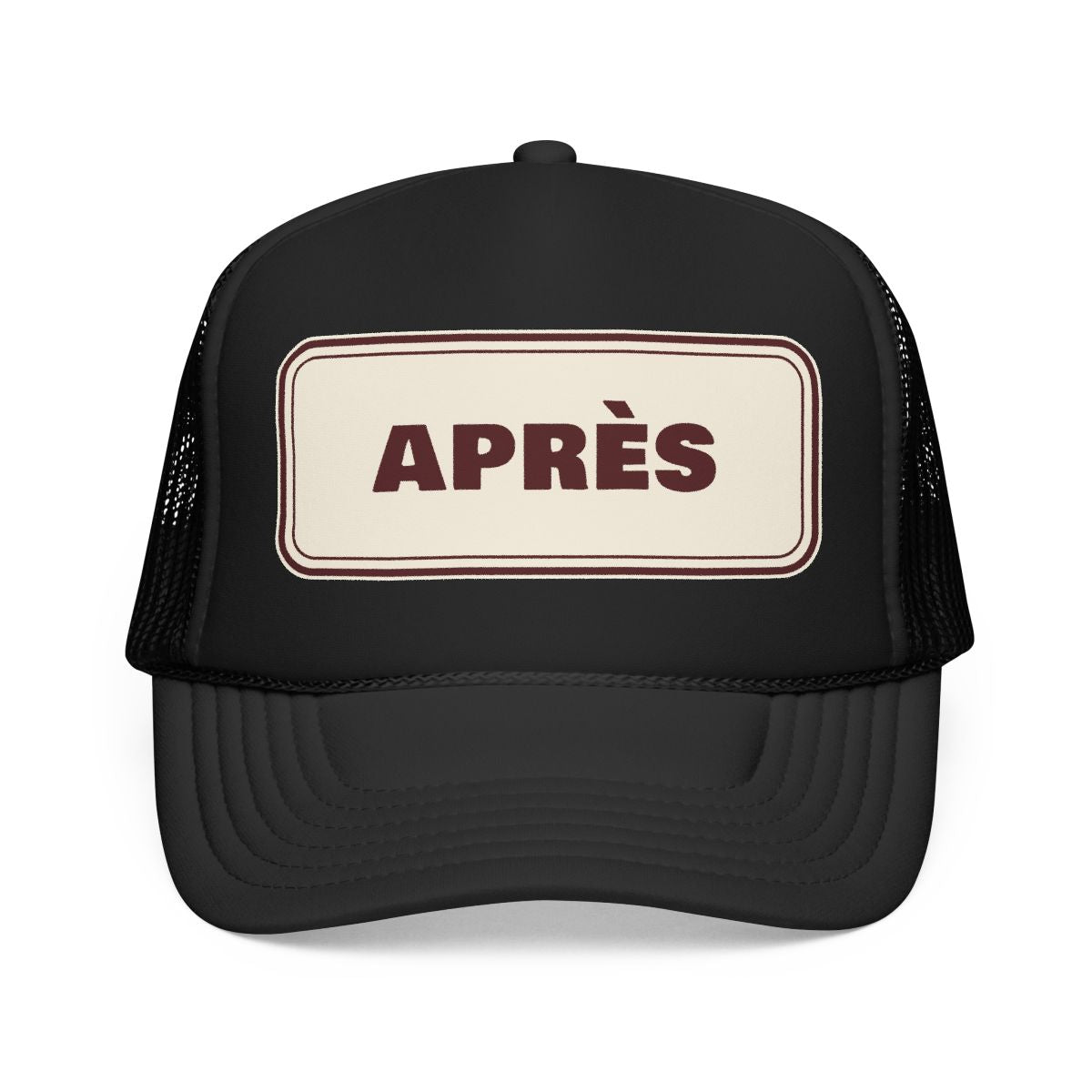 Après Trucker Hat in Black, front view