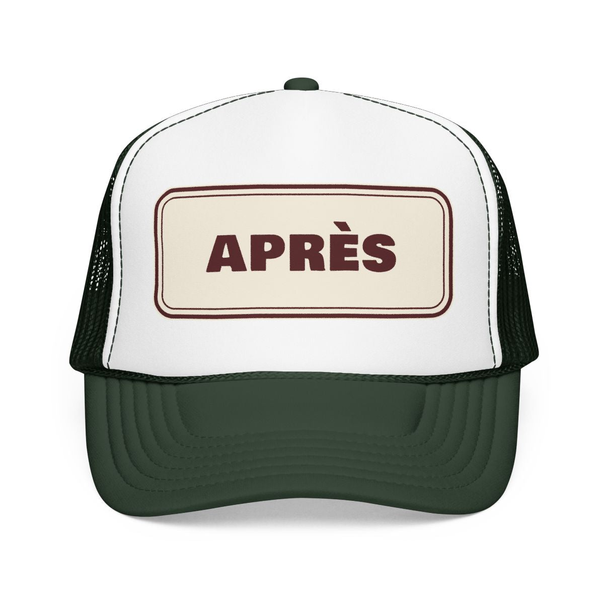 Après Trucker Hat in Dark Green / White / Dark Green, front view