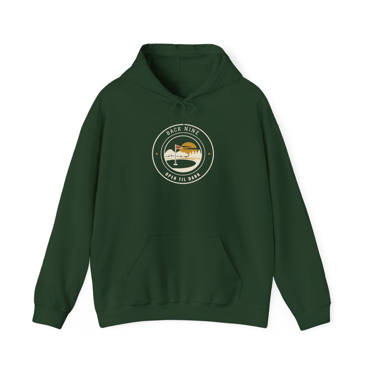 Back Nine Hoodie in Forest Green, front view