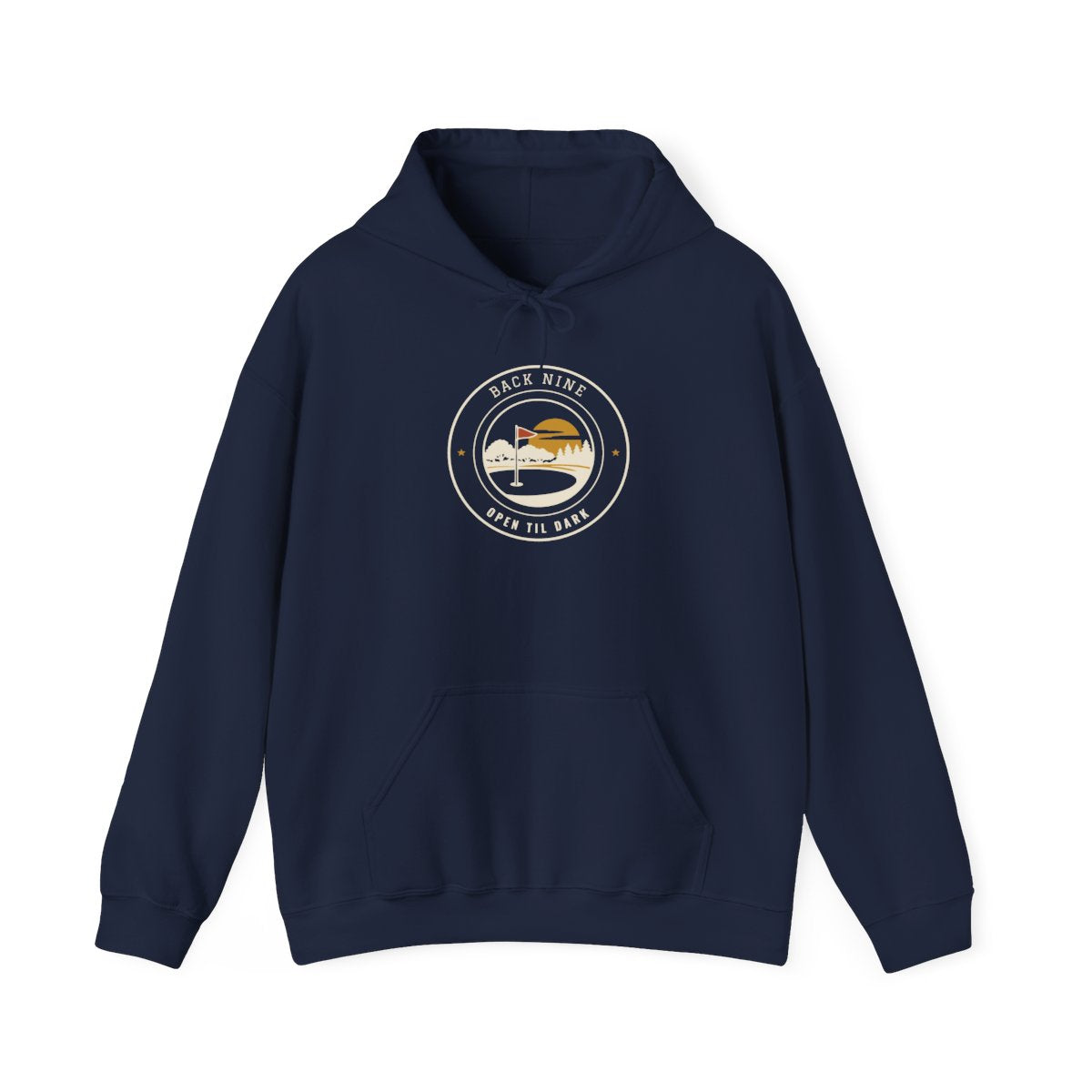 Back Nine Hoodie in Navy, front view