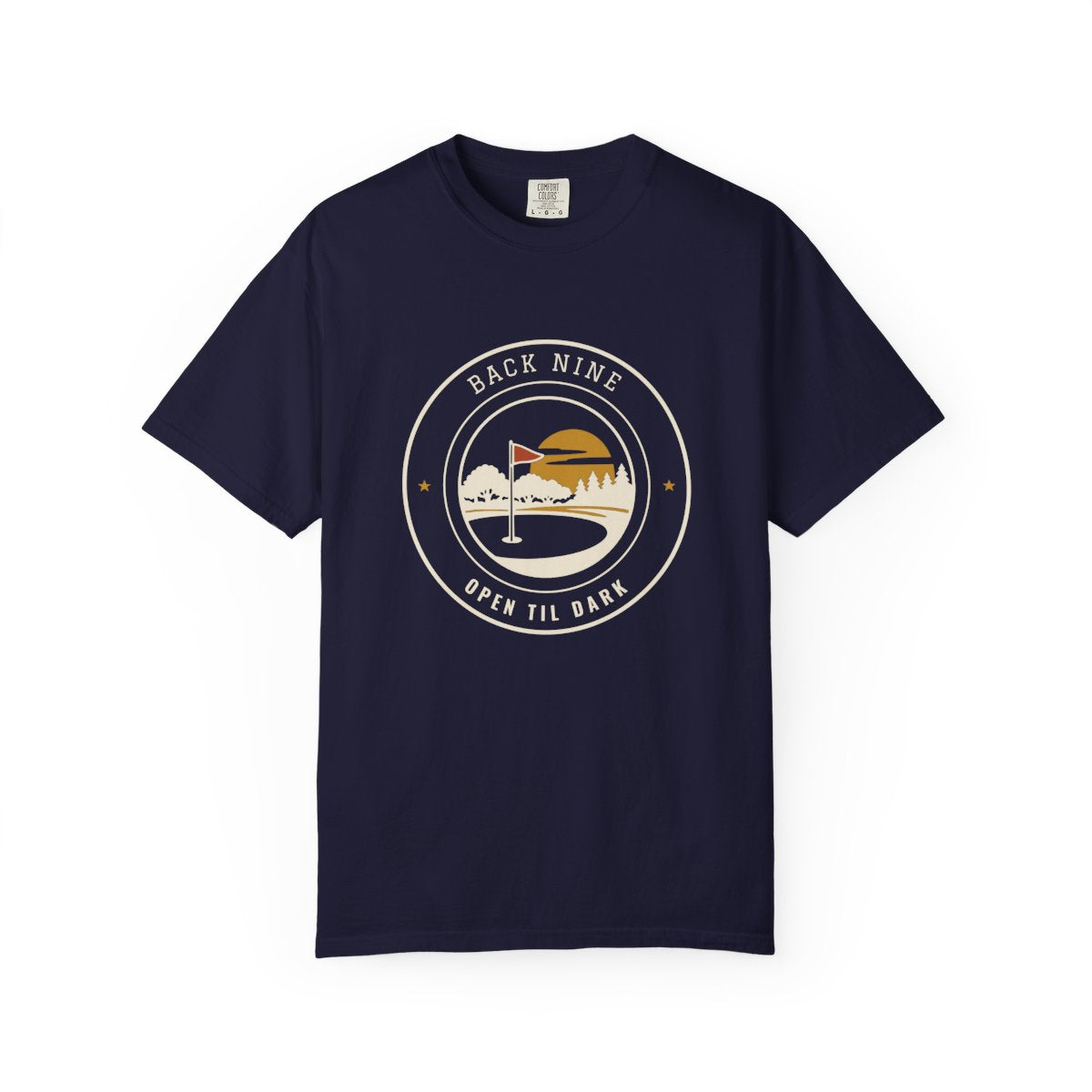 Back Nine Tee in True Navy, front view