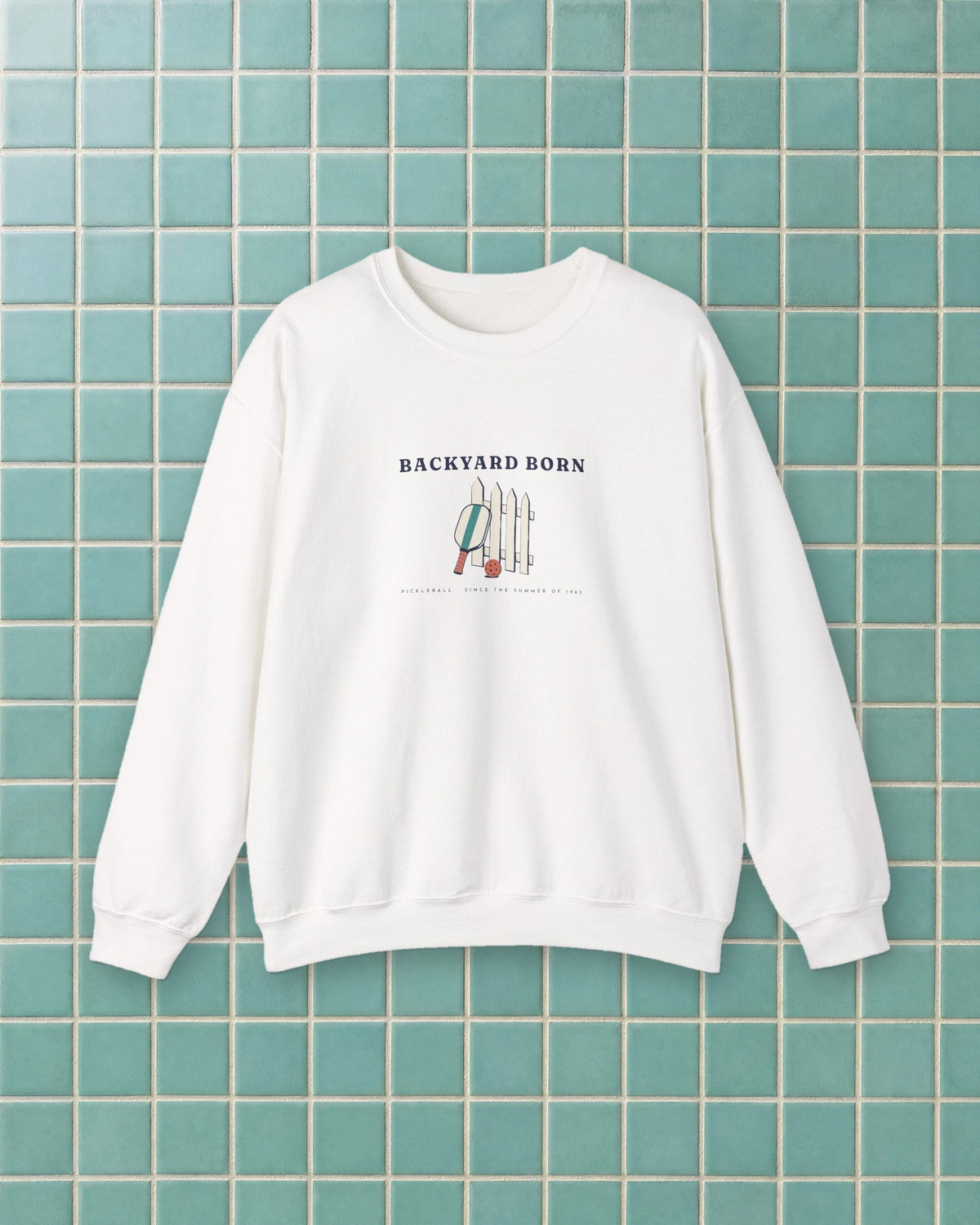 Backyard Born Crewneck in White, styled