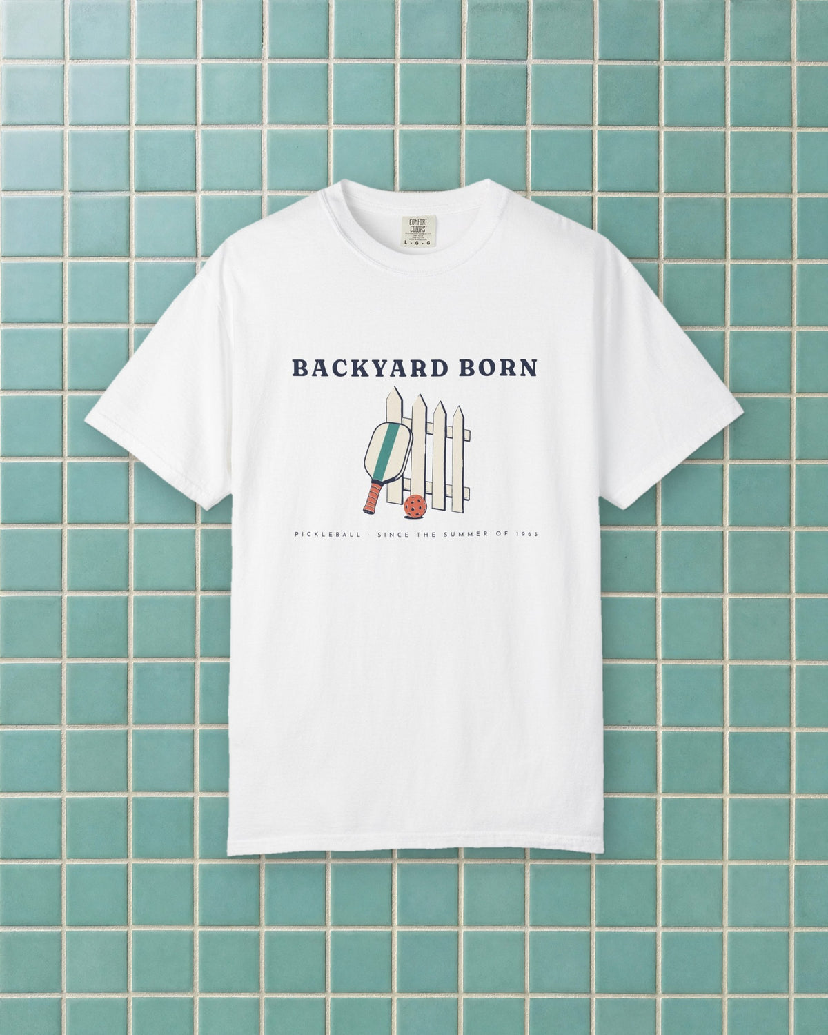 Backyard Born Tee in White, styled