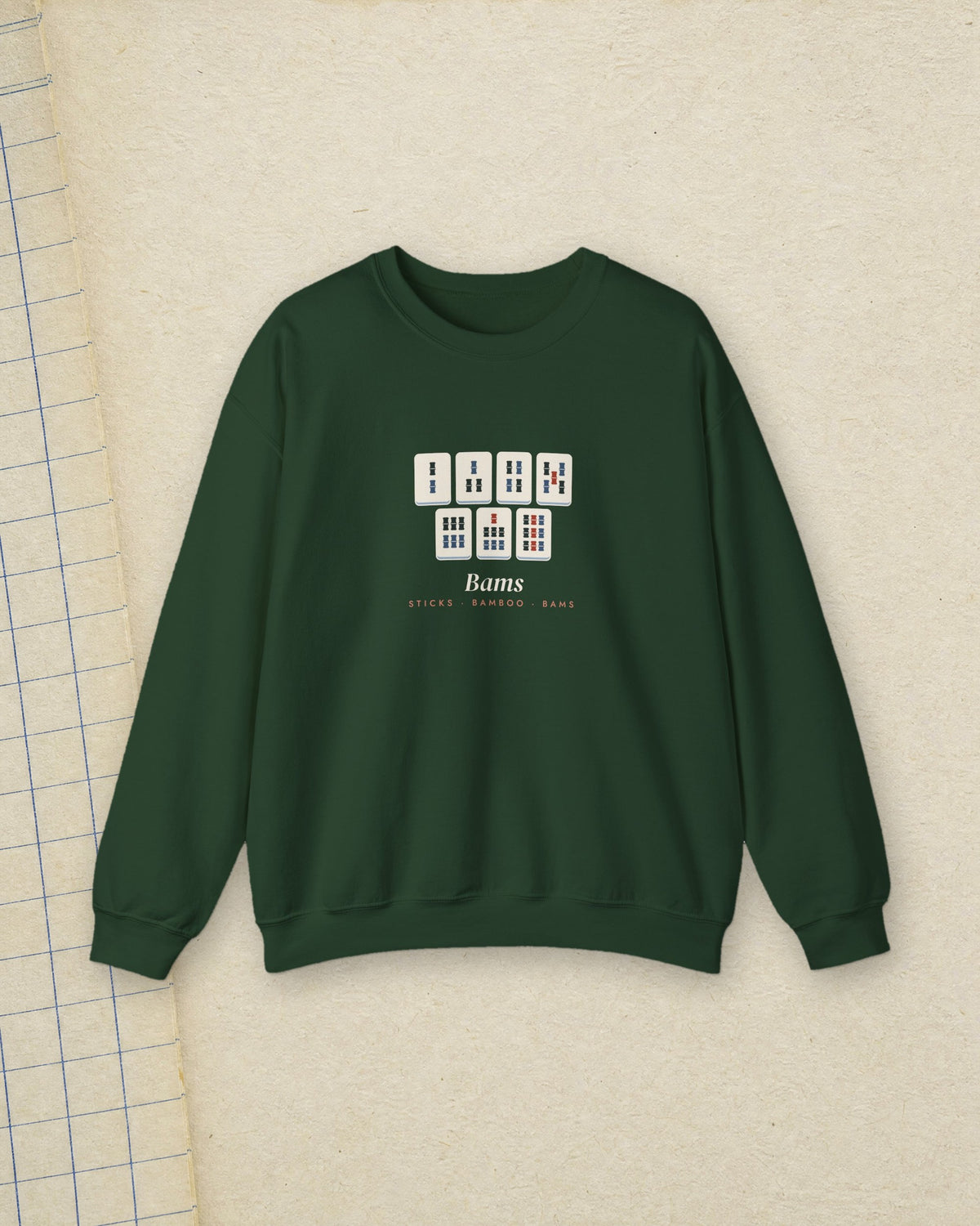 Bams Crewneck in Forest Green, styled