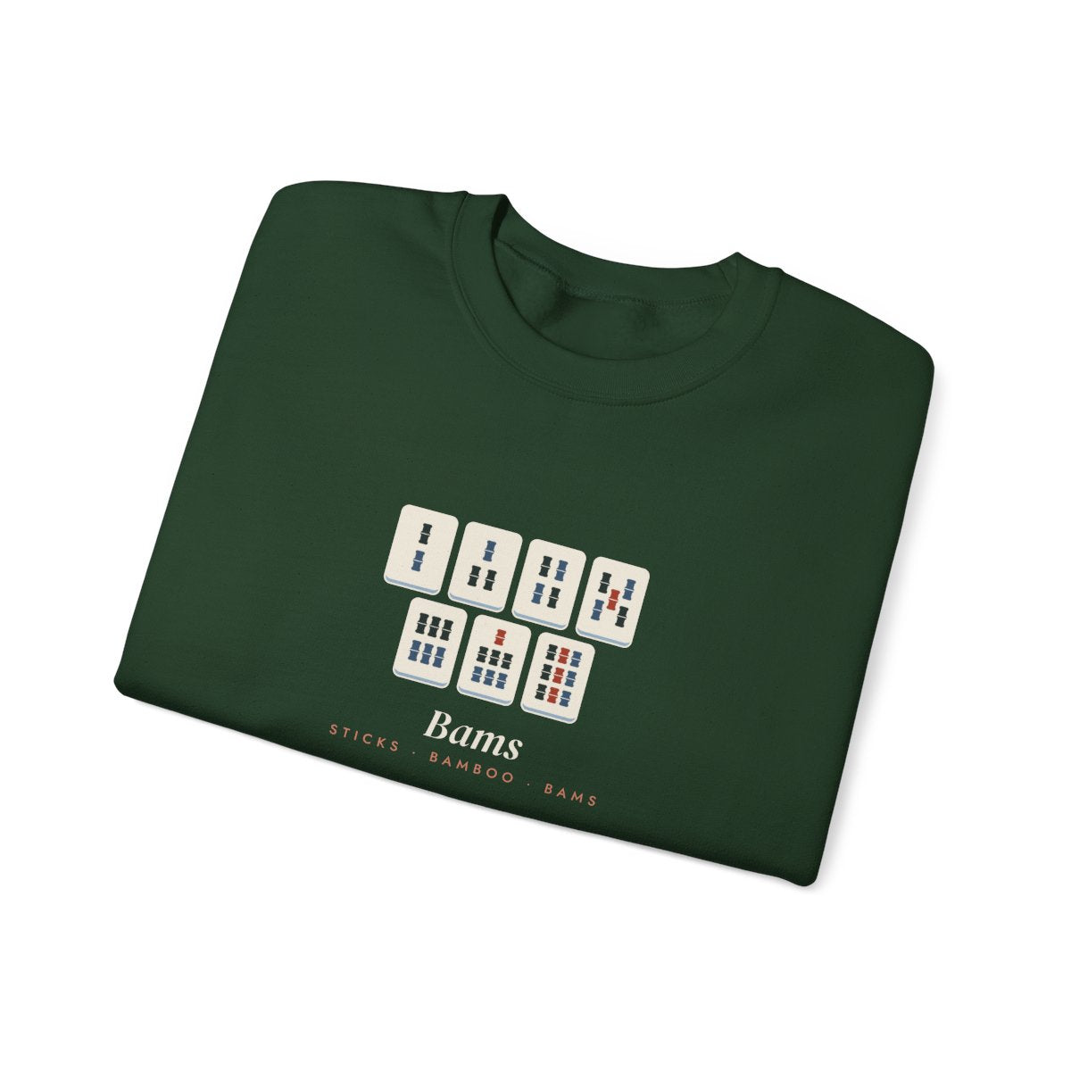 Bams Crewneck in Forest Green, folded