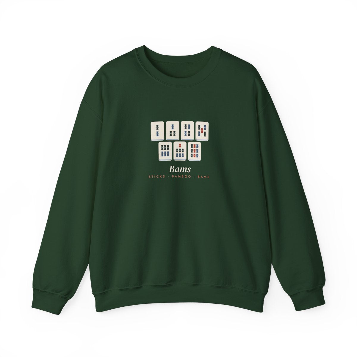 Bams Crewneck in Forest Green, front view