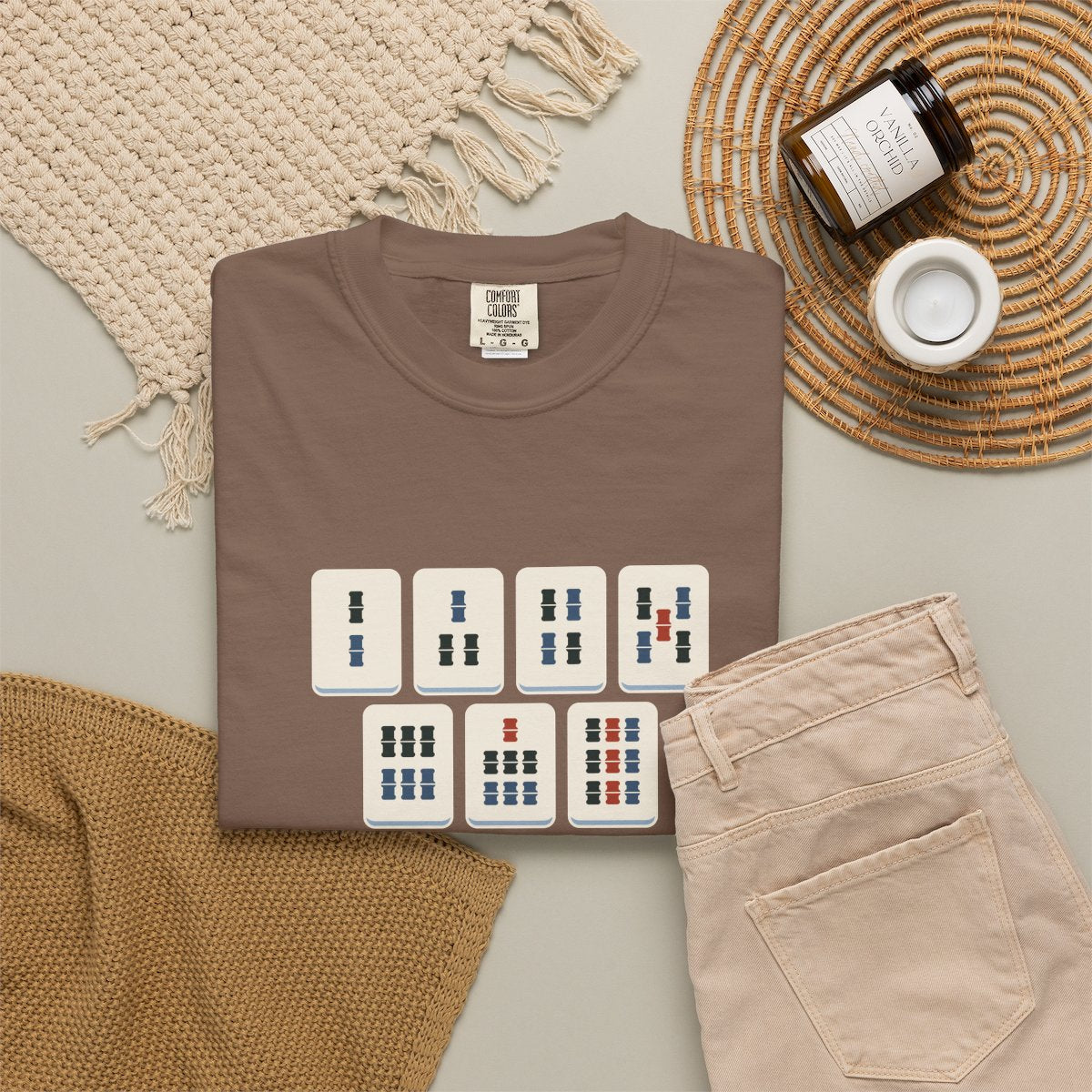 Bams Tee in Espresso, fabric and print detail