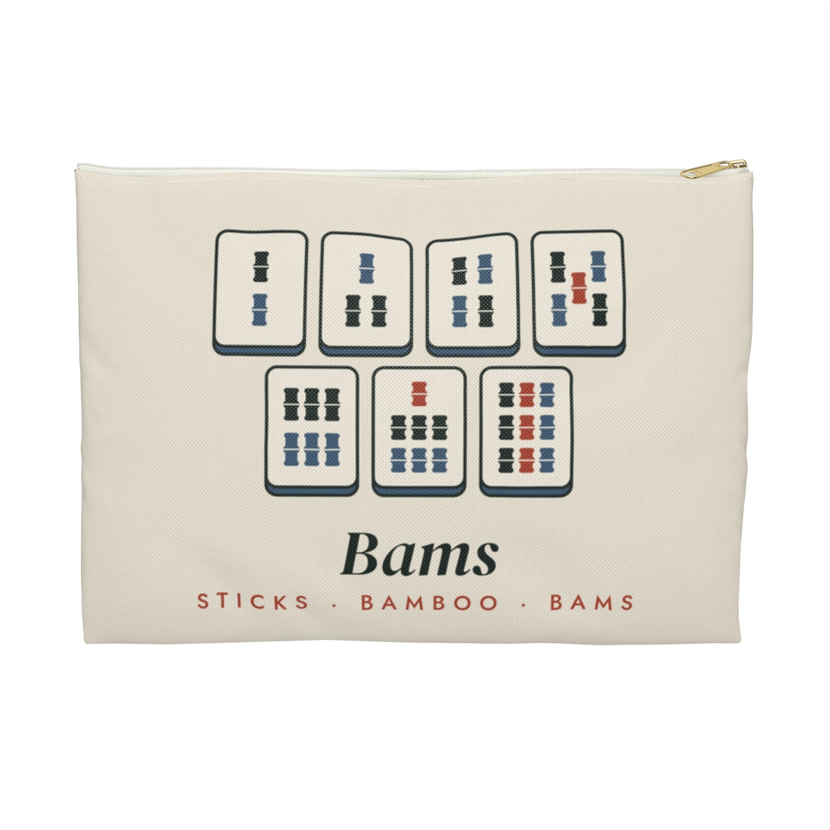 Bams Zip Pouch in White zipper, front view
