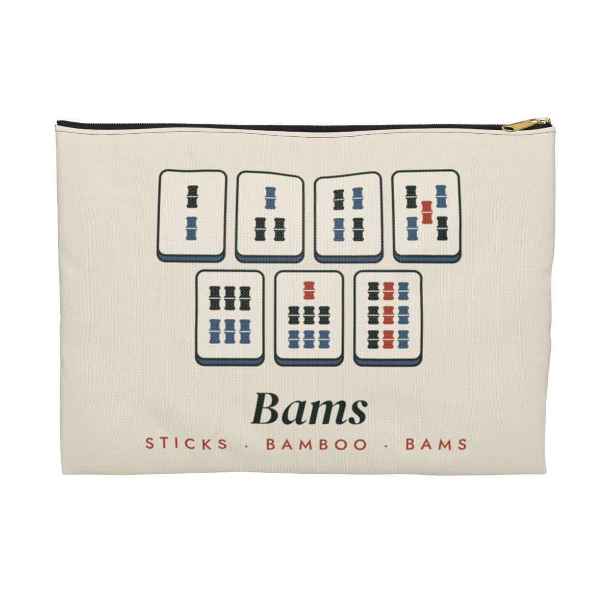 Bams Zip Pouch in Black zipper, front view