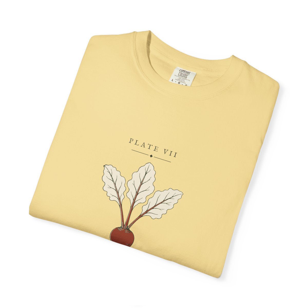 Beetroot Plate Tee in Butter, folded