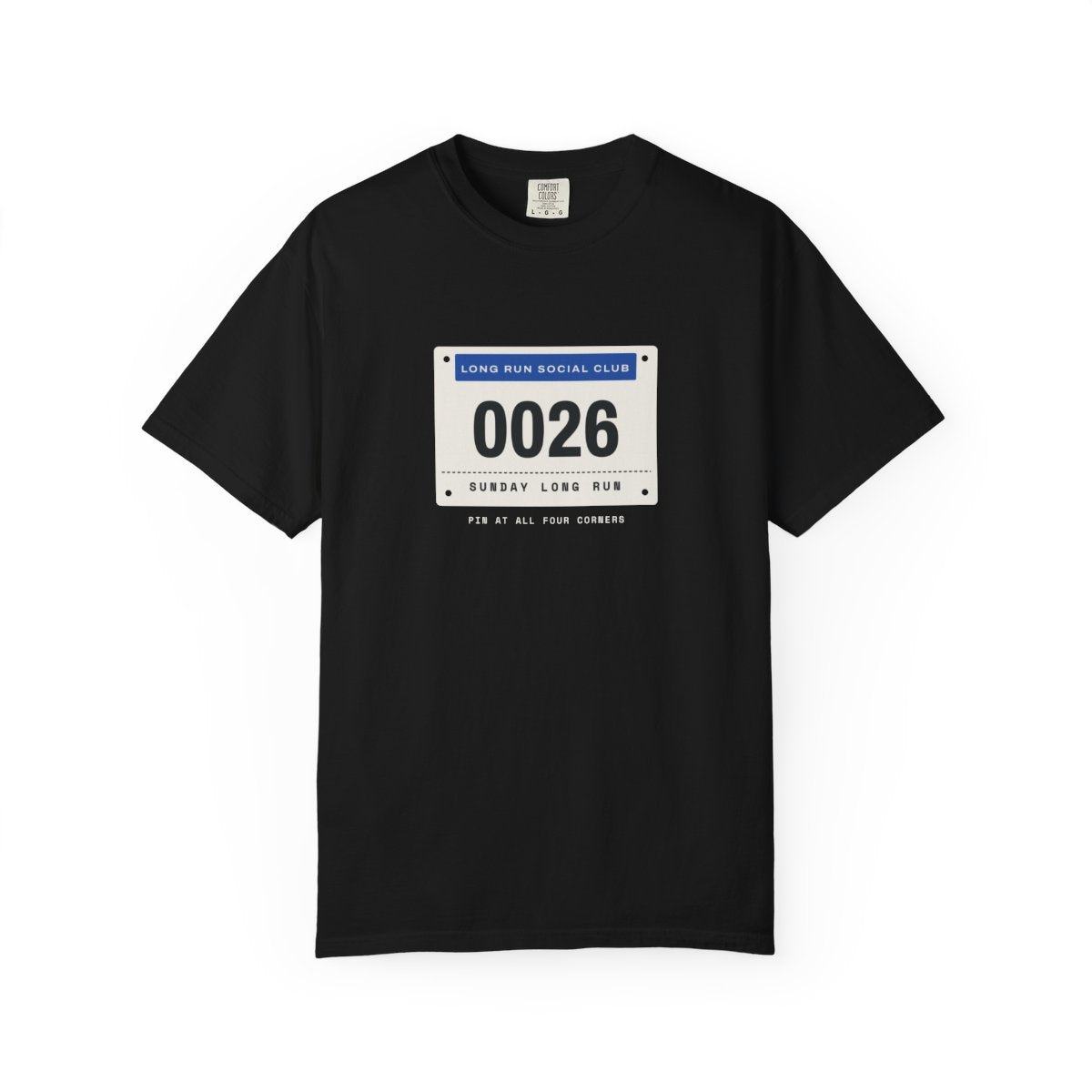 Bib 0026 Tee in Black, front view