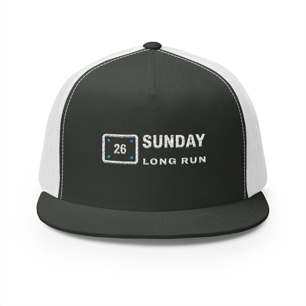 Bib 26 Trucker Cap in Charcoal/White, front view