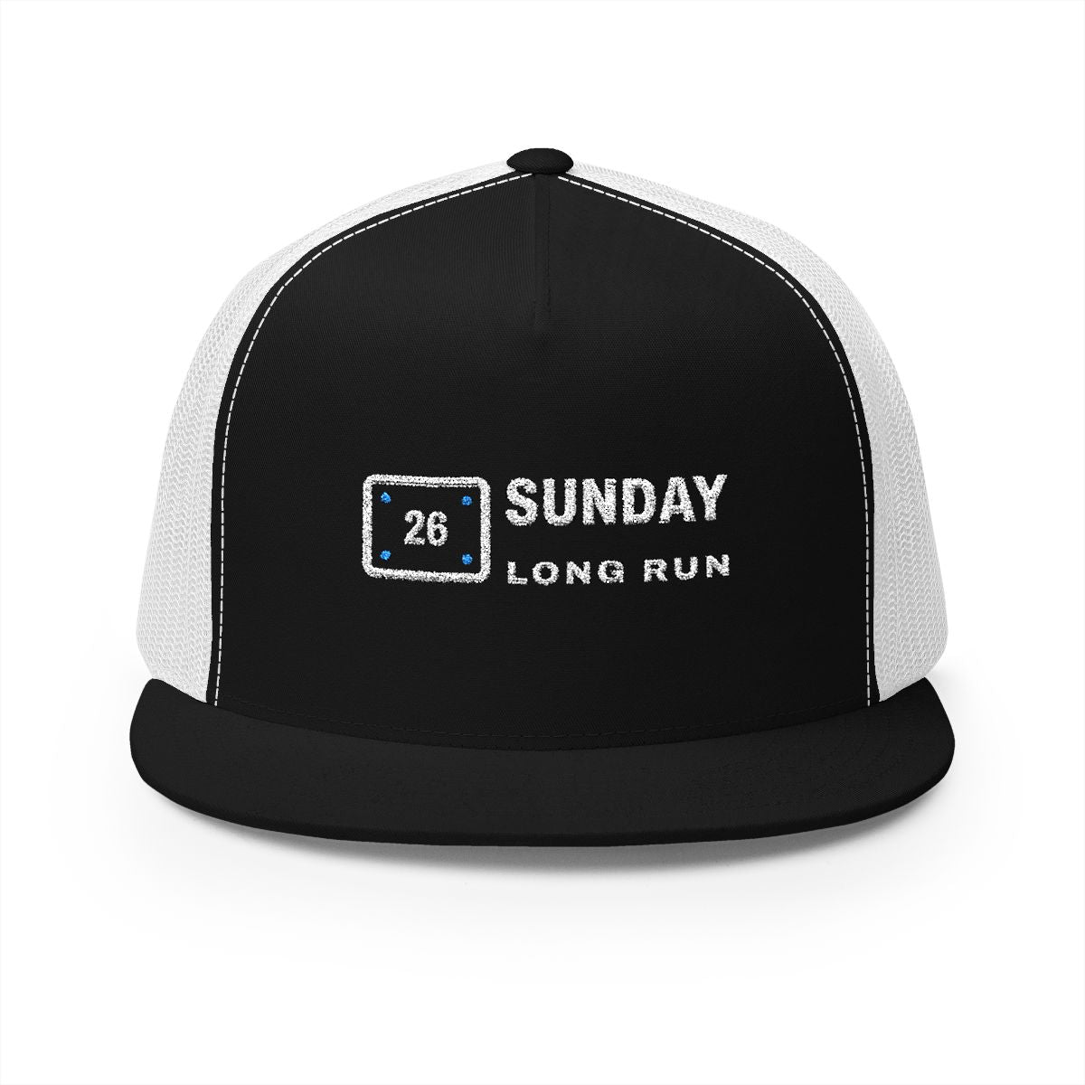 Bib 26 Trucker Cap in Black/White, front view