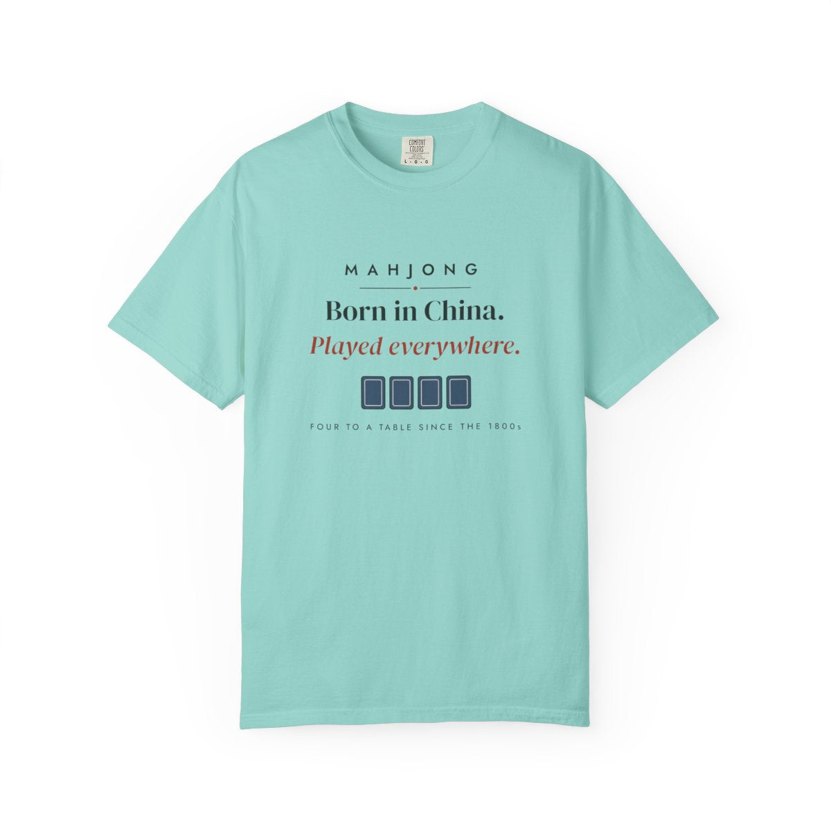 Born in China, Played Everywhere Tee in Chalky Mint, front view