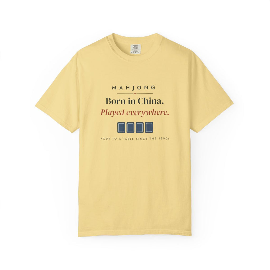 Born in China, Played Everywhere Tee in Butter, front view