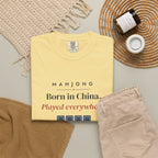 Born in China, Played Everywhere Tee in Butter, fabric and print detail